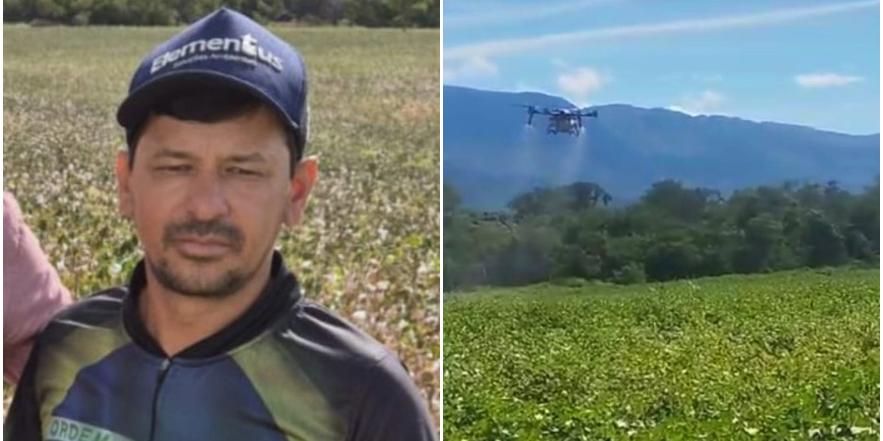 Hermínio Silva, de Mato Verde, destacou que a aplicação manual deu lugar ao uso de drones, mudando sua realidade agrícola. (Arquivo pessoal)