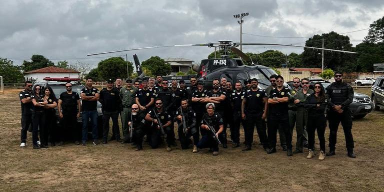 Ao todo, 60 policiais participam das ações nesta segunda-feira, divididos em 17 viaturas e uma aeronave. As diligências continuam, visando a conclusão do inquérito policial. (DIVULGAÇÃO / POLÍCIA CIVIL)