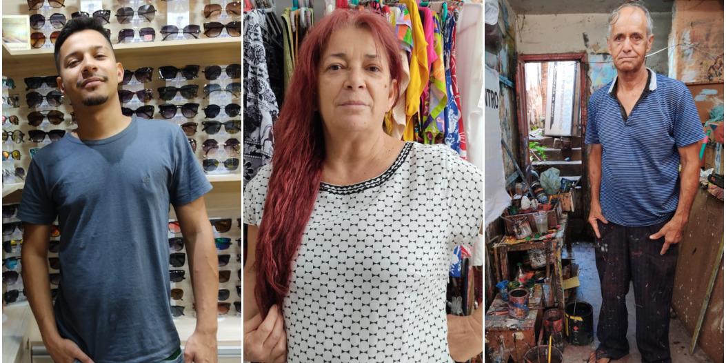 Da esquerda para a direita: “Vou ser pai”, comemora Valdemiro Gomes Neto; Joice Almeida: “Acredito muito no governo que vai começar”; Pintor Hebert César lembra como foi importante o auxílio de R$ 600. (LARISSA DURÃES)